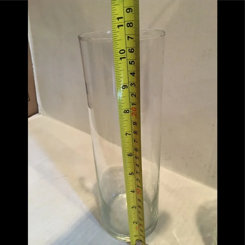 Set of 2 Clear Cylinder Glass Vases